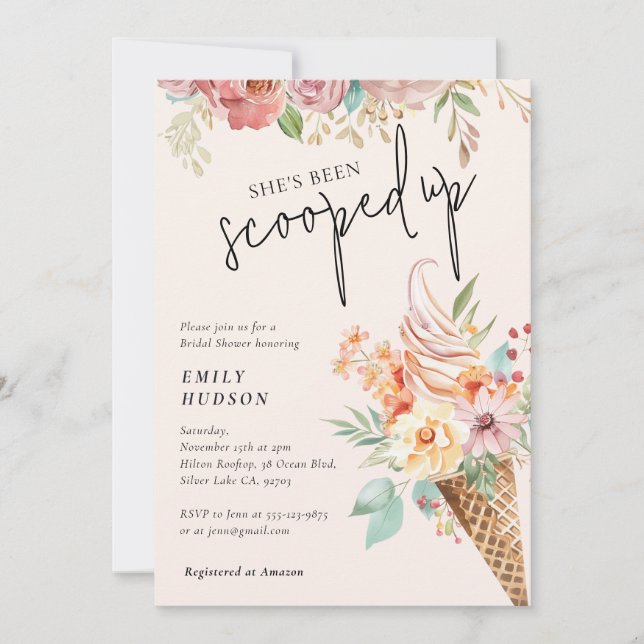 She's Been Scooped Up Bridal Shower Invitation (Front)