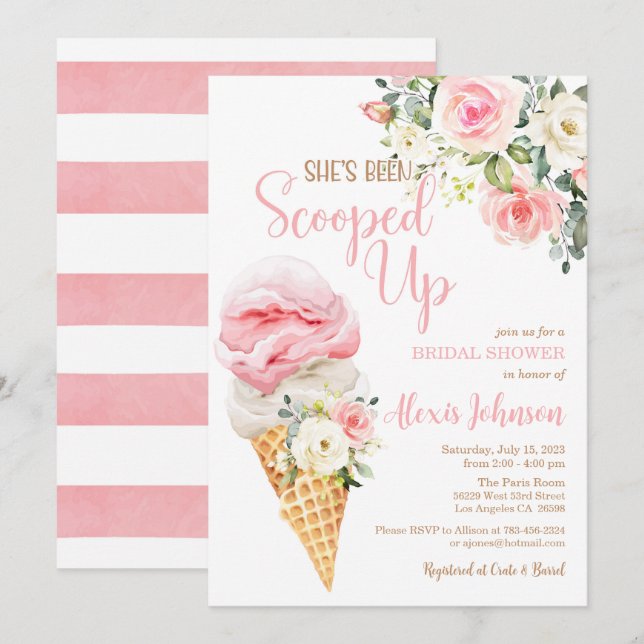 She's Been Scooped Up Bridal Shower Invitation (Front/Back)