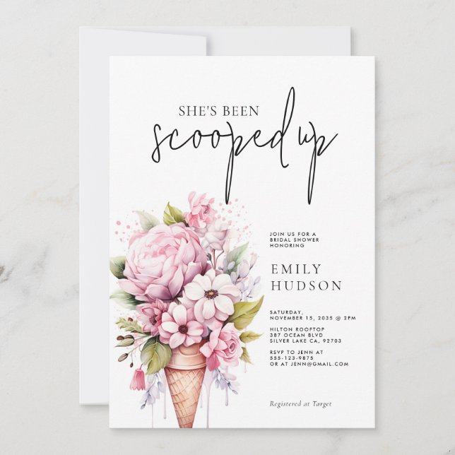 She's Been Scooped Up Bridal Shower Invitation (Front)