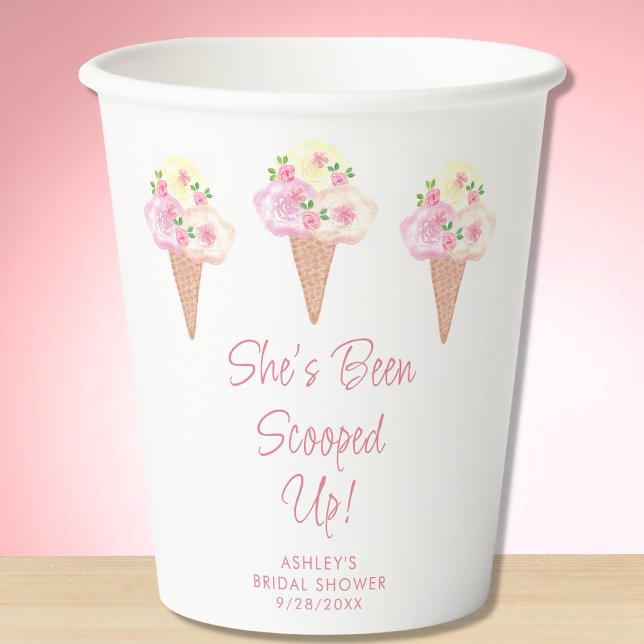 She's Been Scooped Up Bridal Shower Paper Cups (Creator Uploaded)