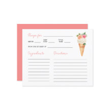 She's Been Scooped Up Bridal Shower Recipe Card