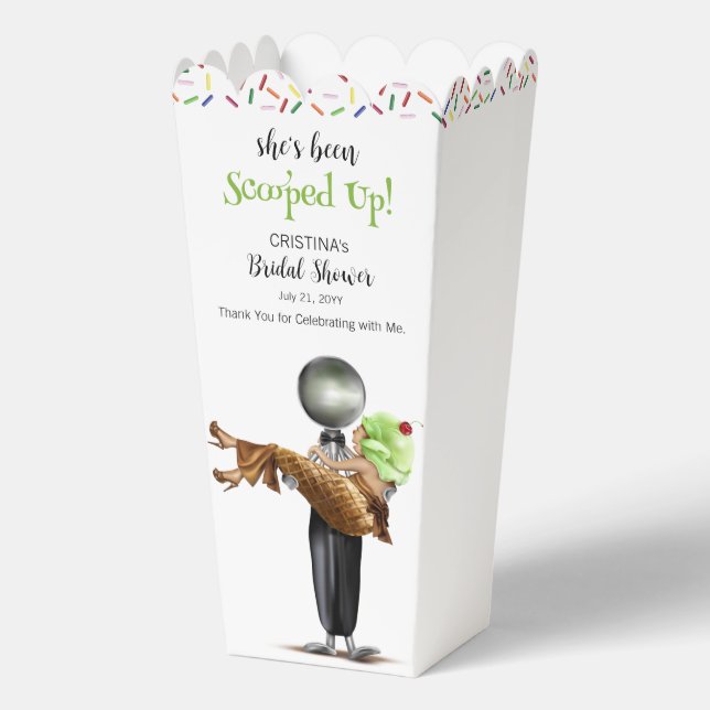 She's Been Scooped Up Chocolate Ice cream Bridal Favour Box (Front)