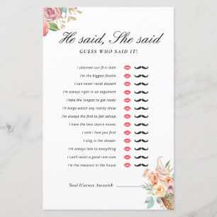 She's Been Scooped Up He Said She Said Bridal Game