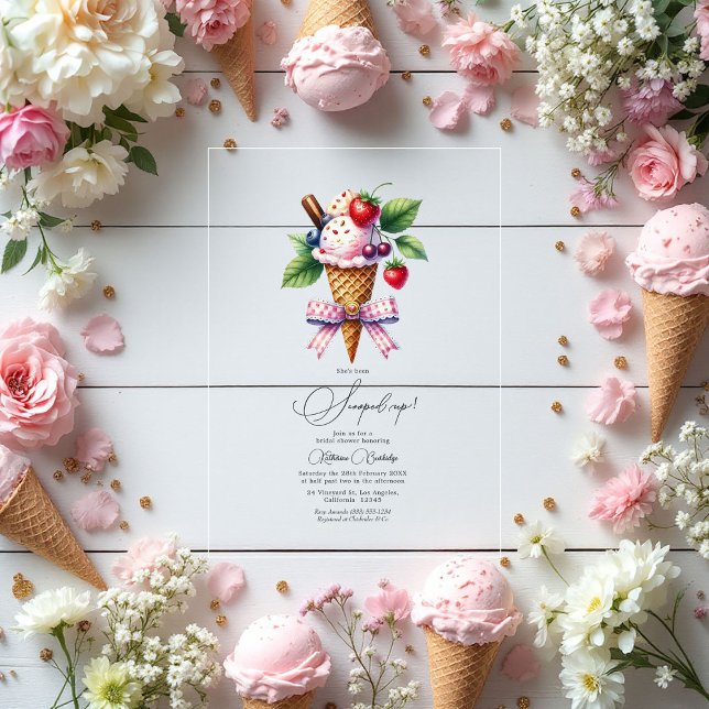 "She's Been Scooped Up!" Ice Cream Bridal Shower Acrylic Invitations ("She's Been Scooped Up!" Ice Cream Bridal Shower Acrylic Invitations)