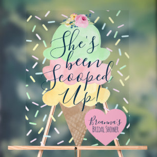 She's Been Scooped Up Ice Cream Bridal Shower Acrylic Sign