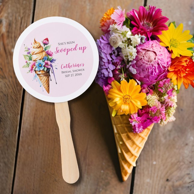 She's Been Scooped Up Ice Cream Bridal Shower  Hand Fan (Creator Uploaded)