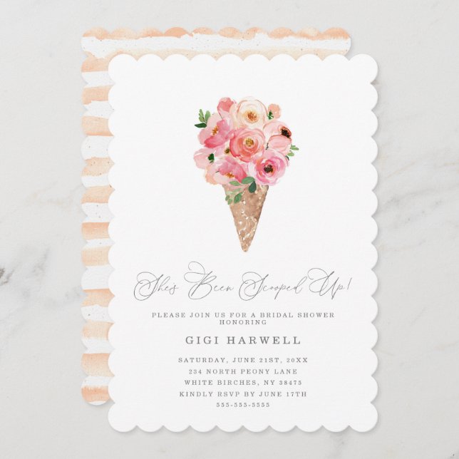 She's Been Scooped Up Ice Cream Bridal Shower Invitation (Front/Back)