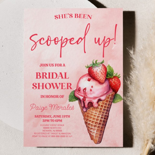 She's Been Scooped Up! Ice Cream Bridal Shower Invitation (Creator Uploaded)