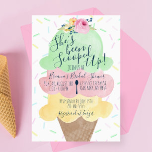 She's Been Scooped Up Ice Cream Bridal Shower Invitation