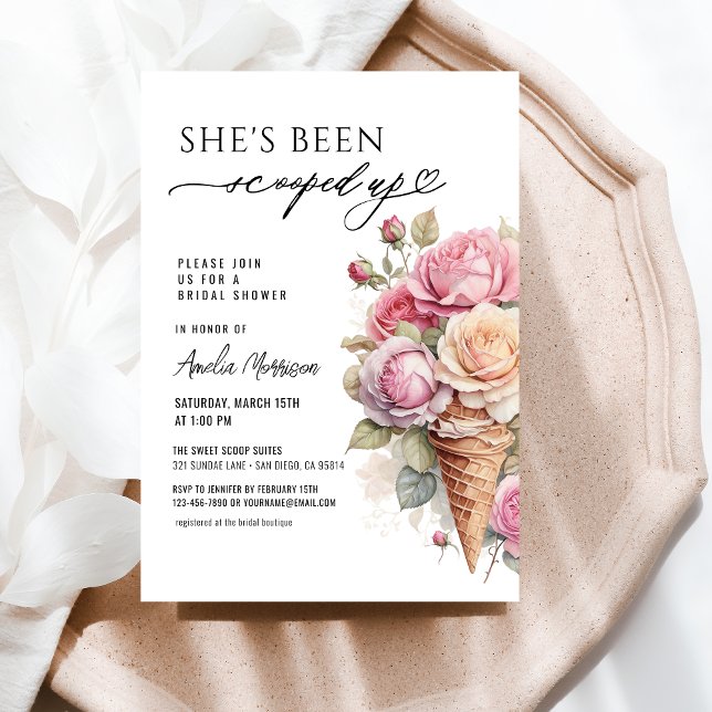 She's Been Scooped Up Ice Cream Bridal Shower Invitation (Creator Uploaded)