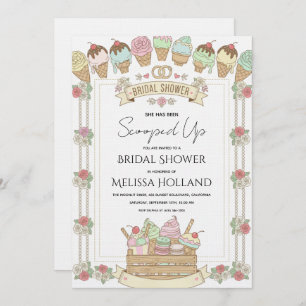 She's Been Scooped Up Ice Cream Bridal Shower Invitation