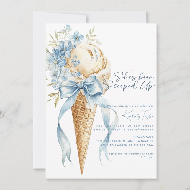 She's Been Scooped Up Ice Cream Bridal Shower Invitation (Front)