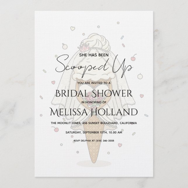 She's Been Scooped Up Ice Cream Bridal Shower Invitation (Front)