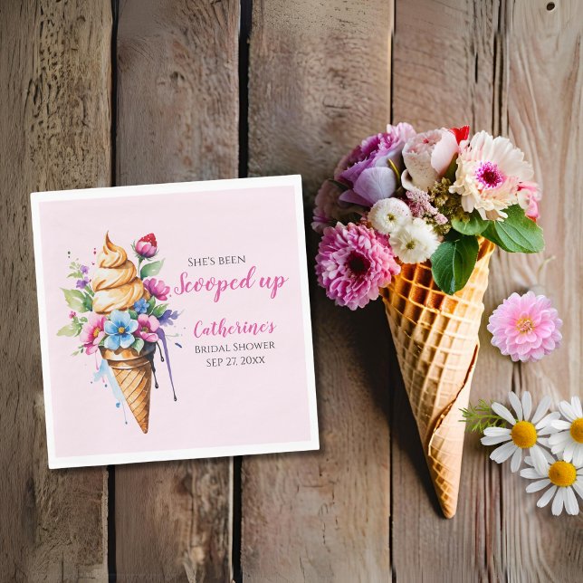 She's Been Scooped Up Ice Cream Bridal Shower  Napkin (Creator Uploaded)