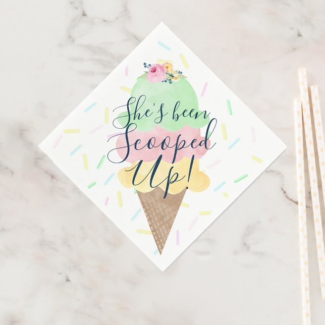 She's Been Scooped Up Ice Cream Bridal Shower Napkin (Sprinkle She's Been Scooped Up Ice Cream Bridal Shower Napkins)