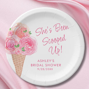 She's Been Scooped Up Ice Cream Bridal Shower Paper Plate
