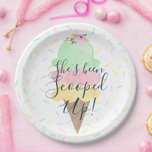 She's Been Scooped Up Ice Cream Paper Plates