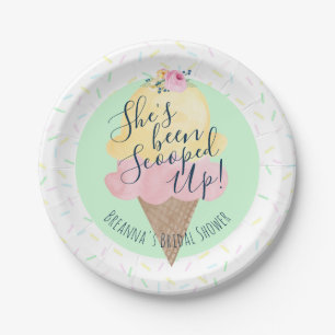 She's Been Scooped Up Ice Cream Personalised Paper Plate