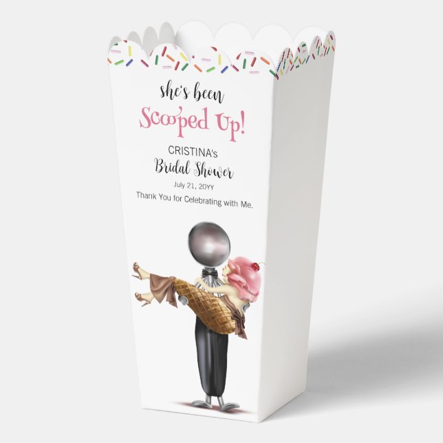 She's Been Scooped Up Strawberry Ice cream Bridal Favour Box (Front)