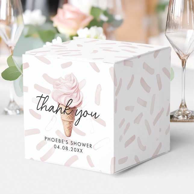 She's Been Scooped Up Strawberry Shower Square Favour Box (Creator Uploaded)