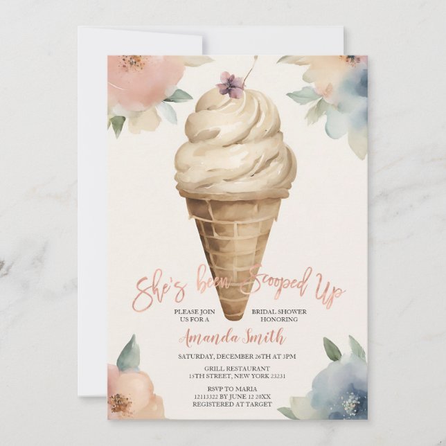 She's Been Scooped Up Summer Bridal Shower Invitation (Front)