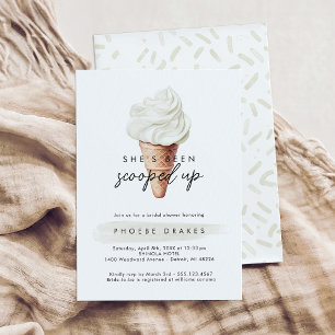 She's Been Scooped Up Vanilla Bridal Shower Invitation