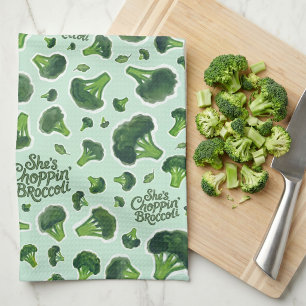 She's Choppin' Broccoli Gen X Humour Novelty Tea Towel