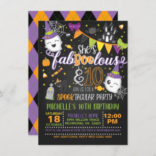She's Faboolous and 10 Birthday Invitation - Blk