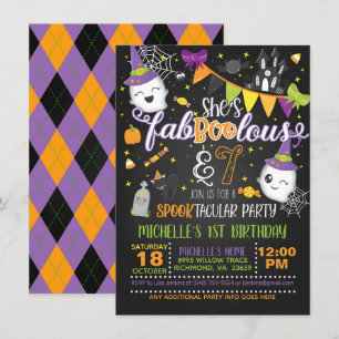 She's Faboolous and 7 Birthday Invitation - Blk