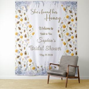 She's Found Her Honey Bridal Shower Backdrop Tapestry