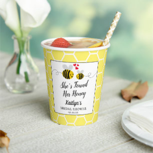 She's Found Her Honey Modern Bee Bridal Shower Paper Cups