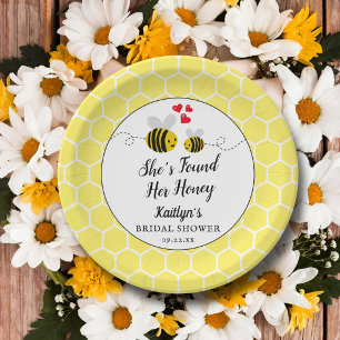 She's Found Her Honey Modern Bee Bridal Shower Paper Plate