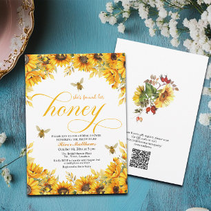 Shes Found Her Honey QR Code Bridal Shower Invitation