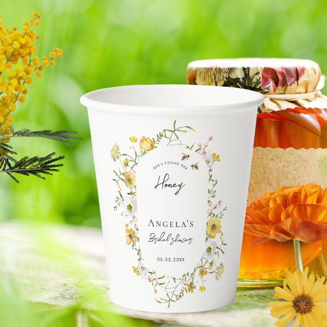 She's Found Her Honey Yellow Floral Bridal Shower Paper Cups (Creator Uploaded)