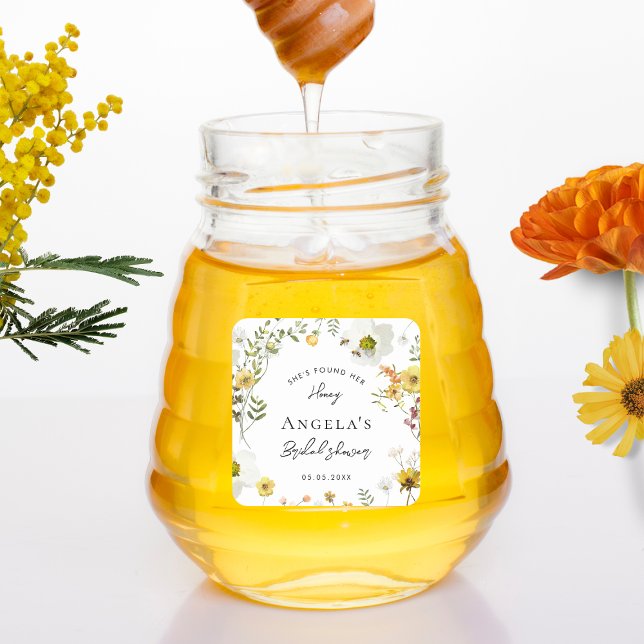 She's Found Her Honey Yellow Floral Bridal Shower Square Sticker (Creator Uploaded)
