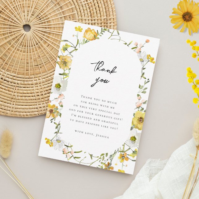 She's Found Her Honey Yellow Floral Bridal Shower Thank You Card (Creator Uploaded)