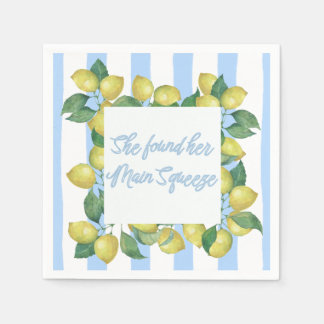 "She's Found Her Main Squeeze" Blue and Lemon Napkin