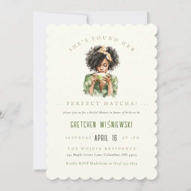 She's Found Her Perfect Matcha Bridal Shower  Invitation (Front)