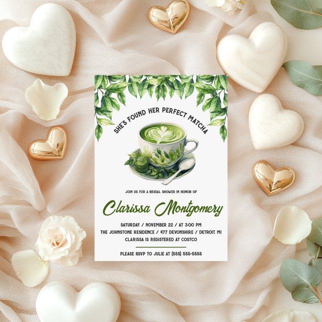 She's Found her Perfect Matcha Bridal Shower Invitation (Creator Uploaded)