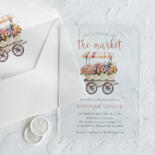 She's Fresh Off The Market Bridal Shower Acrylic Invitations