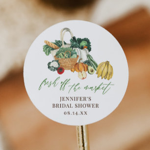 She's Fresh Off The Market Bridal Shower Classic Round Sticker