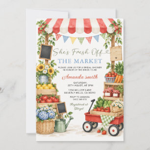 She's Fresh off The Market Bridal Shower Flowers Invitation