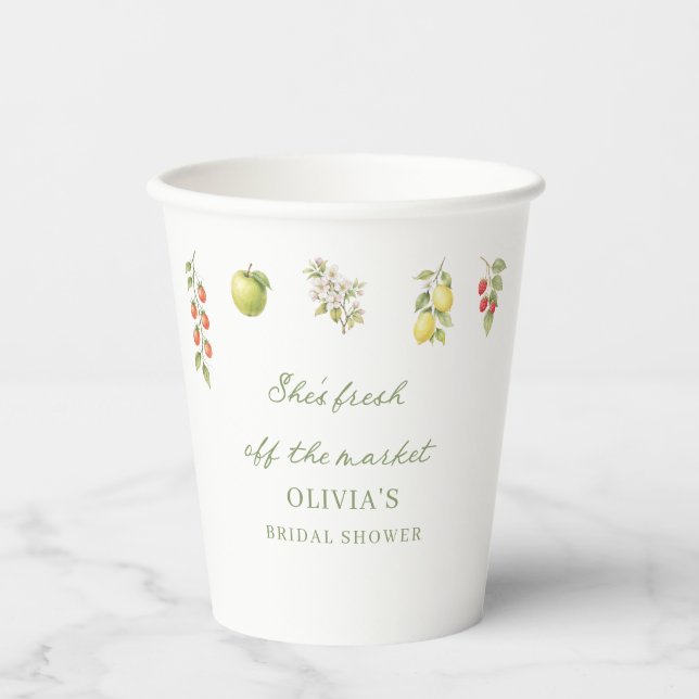 She's Fresh Off The Market Bridal Shower Paper Cups (Front)