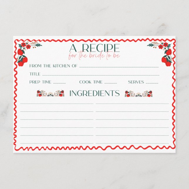 She's Fresh Off the Market Bridal Shower Recipe Enclosure Card (Front)