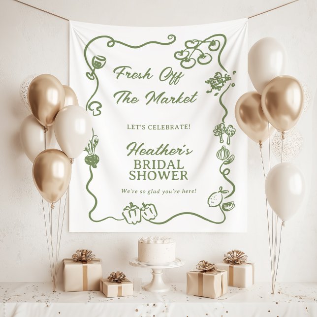 She's Fresh Off The Market Bridal Shower Sign Tapestry (Creator Uploaded)