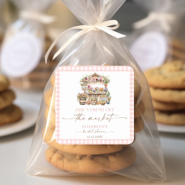 She's Fresh Off the Market Fall Bridal Shower  Square Sticker (Creator Uploaded)