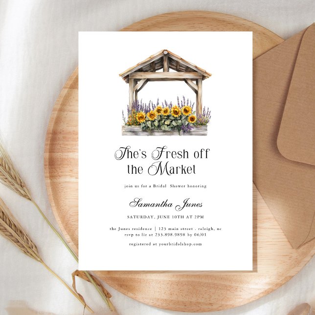 She's Fresh Off The Market Floral Bridal Shower Invitation (Creator Uploaded)