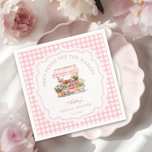 She's Fresh Off the Market Floral Bridal Shower Napkin (Creator Uploaded)