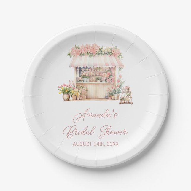 She's Fresh Off the Market Floral Bridal Shower Paper Plate (Front)