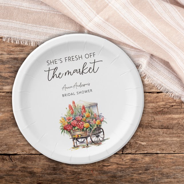 She's Fresh Off The Market Floral Bridal Shower Paper Plate (Creator Uploaded)